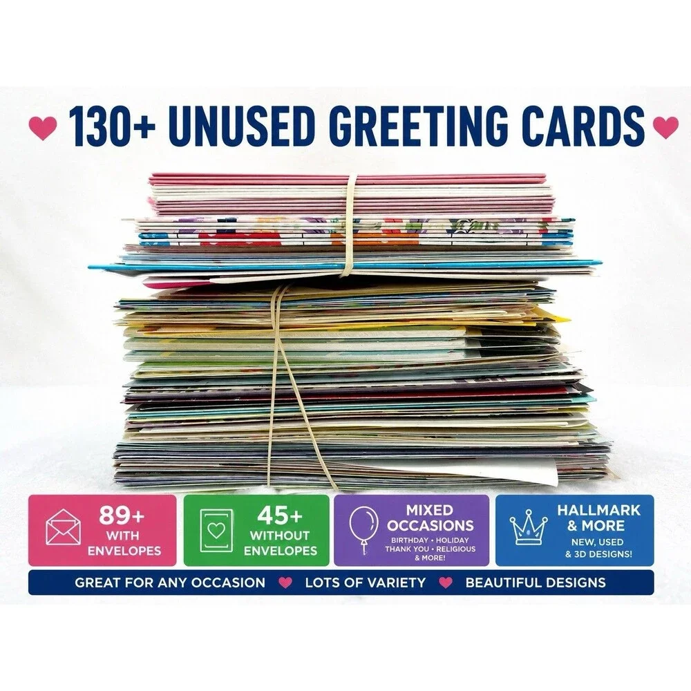 130+ Unused Greeting Card Lot 90+ w Envelopes Hallmark Mixed Occasion